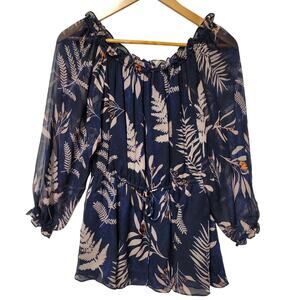 DVF Silk Floral Blouse Business Casual Vacation Resort‎ Feminine Modest Size 6